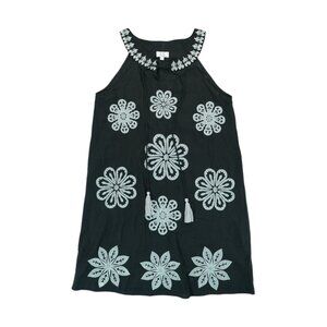 Chic‎ Connection Women's Midi Black Dress with Gray Embrodery Size Small